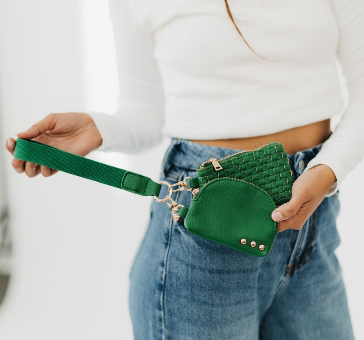 Wanderlust Woven Dual Pouch Wristlet
